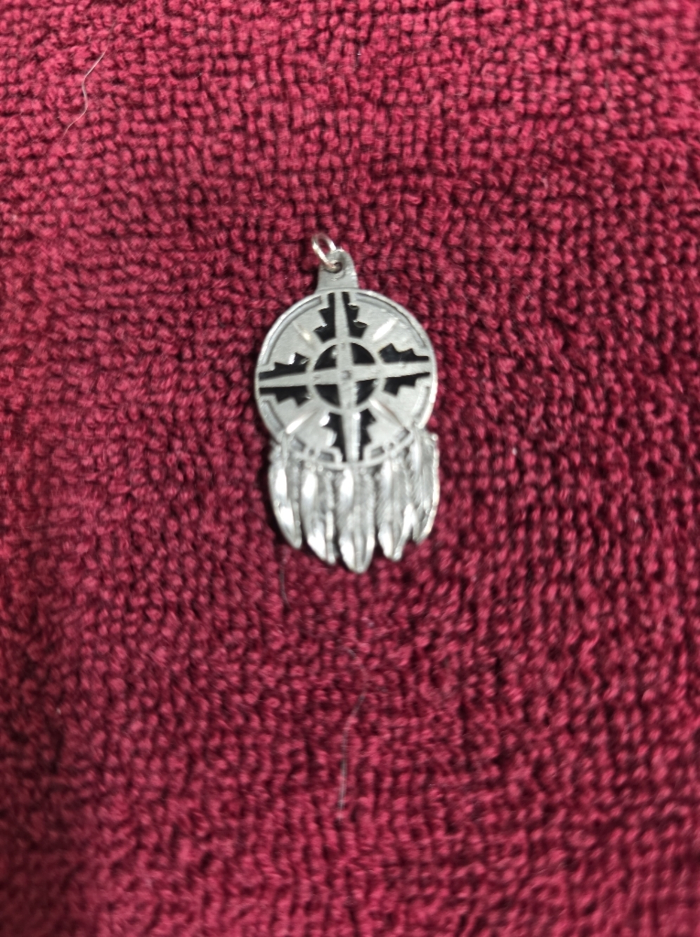 Feather Sun Pendant Southwestern Boho Charm Vintage SISK”